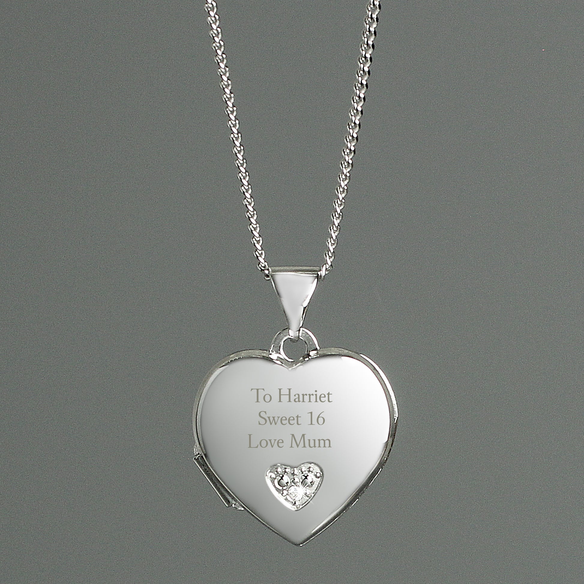 Personalised Children's Sterling Silver and Cubic Zirconia Heart Locket Necklace - Beautygiftsonline 