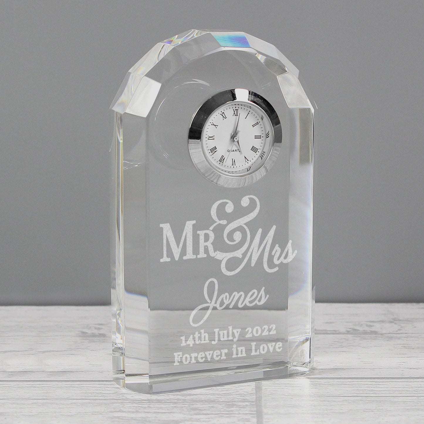 Personalised Mr & Mrs Crystal Clock - Beautygiftsonline 