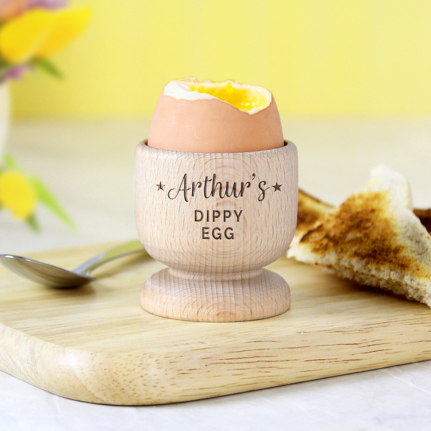 Personalised Stars Wooden Egg Cup - Beautygiftsonline 