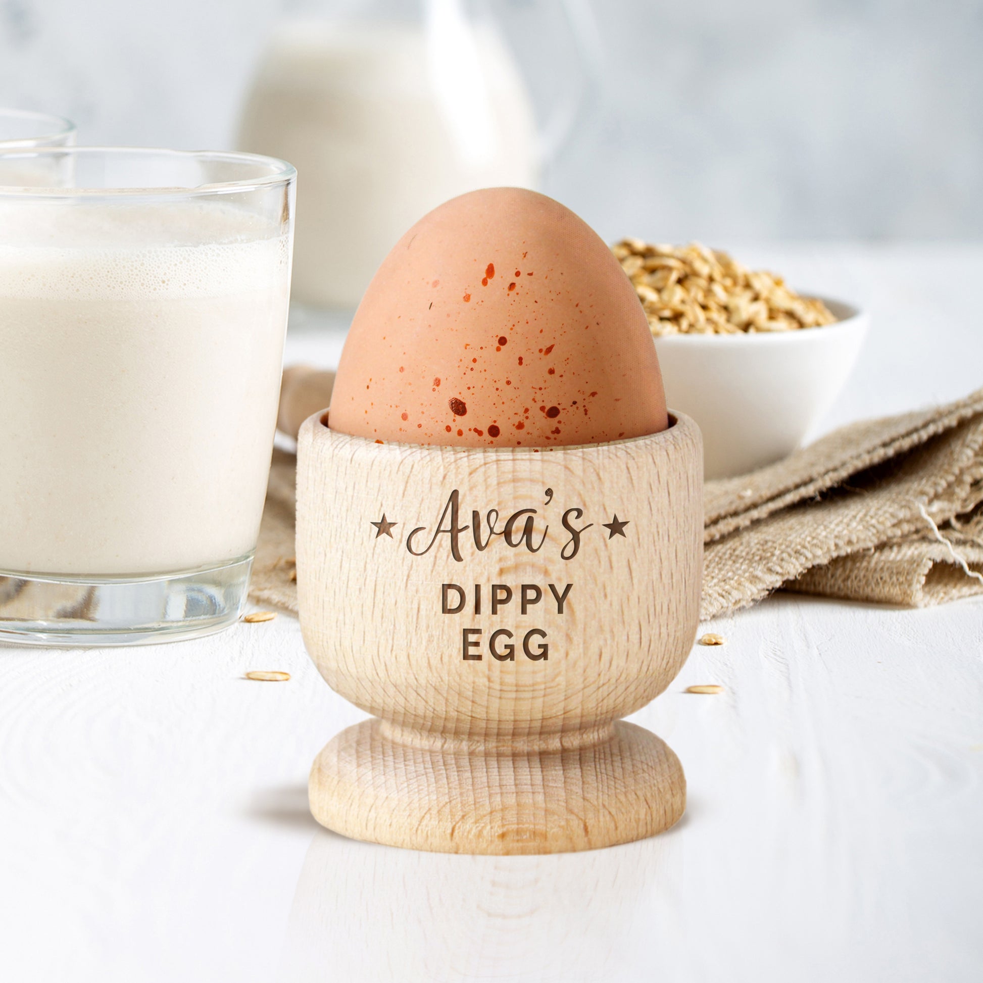 Personalised Stars Wooden Egg Cup - Beautygiftsonline 