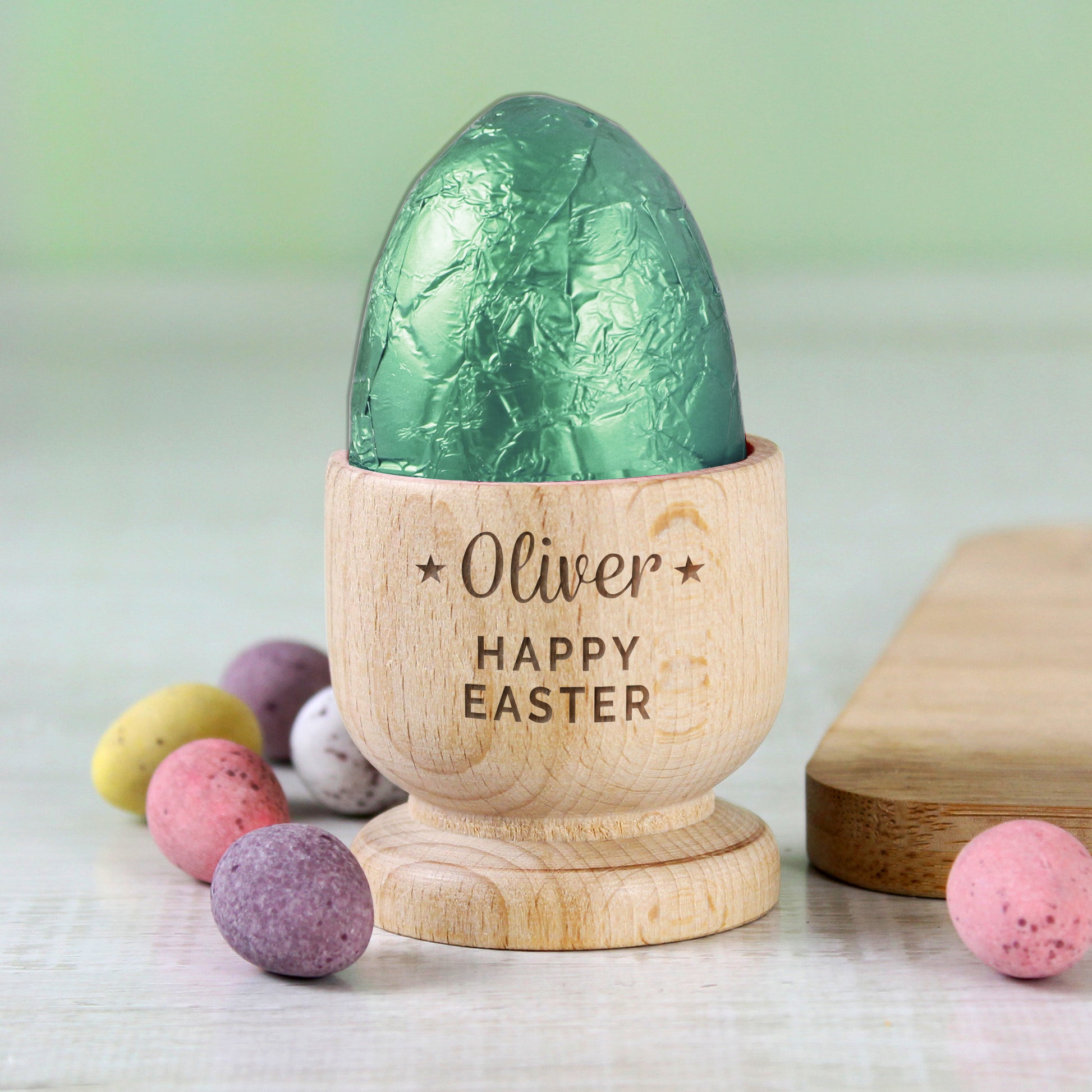 Personalised Stars Wooden Egg Cup - Beautygiftsonline 