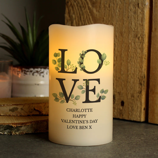 Personalised LOVE LED Candle - Beautygiftsonline 