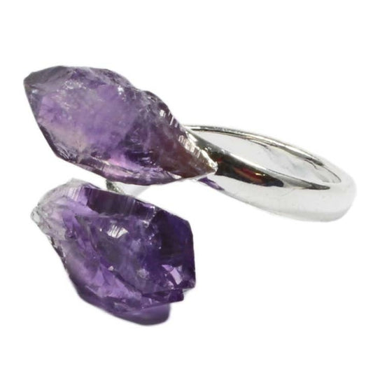 Adjustable amethyst sliver ring - Beautygiftsonline 