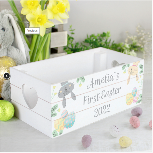 Personalised Easter White Wooden Crate - Beautygiftsonline 