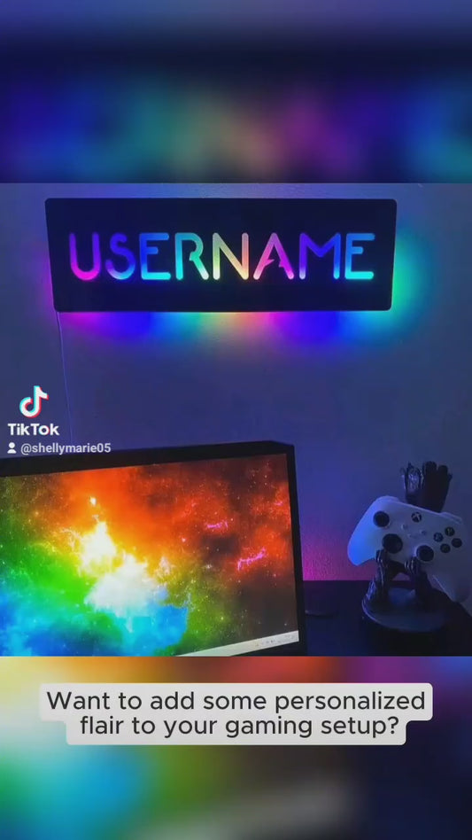 PERSONALISED GAMER TAG - WALL LIGHT - GIFT FOR GAMER