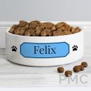 Personalised Blue Plaque 14cm Medium Pet Bowl - Beautygiftsonline 