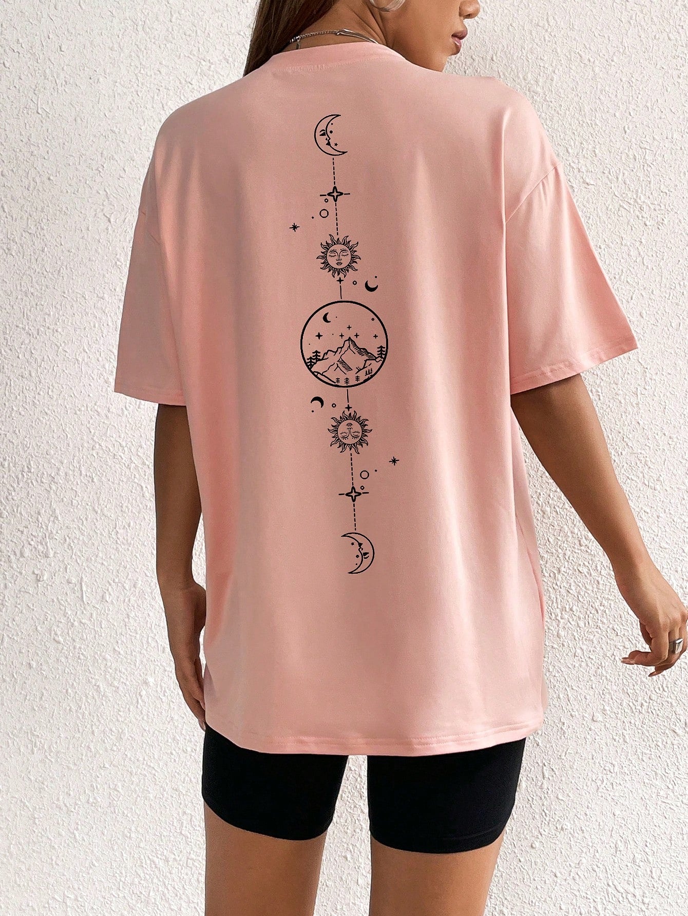 Moon And Sun Graphic Drop Shoulder Tee - Beautygiftsonline 