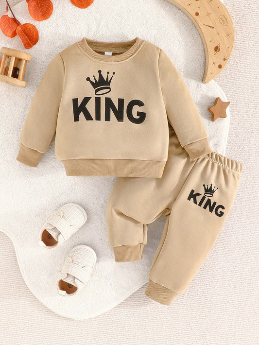 Baby Boy Crown & Letter joggers set - Beautygiftsonline 