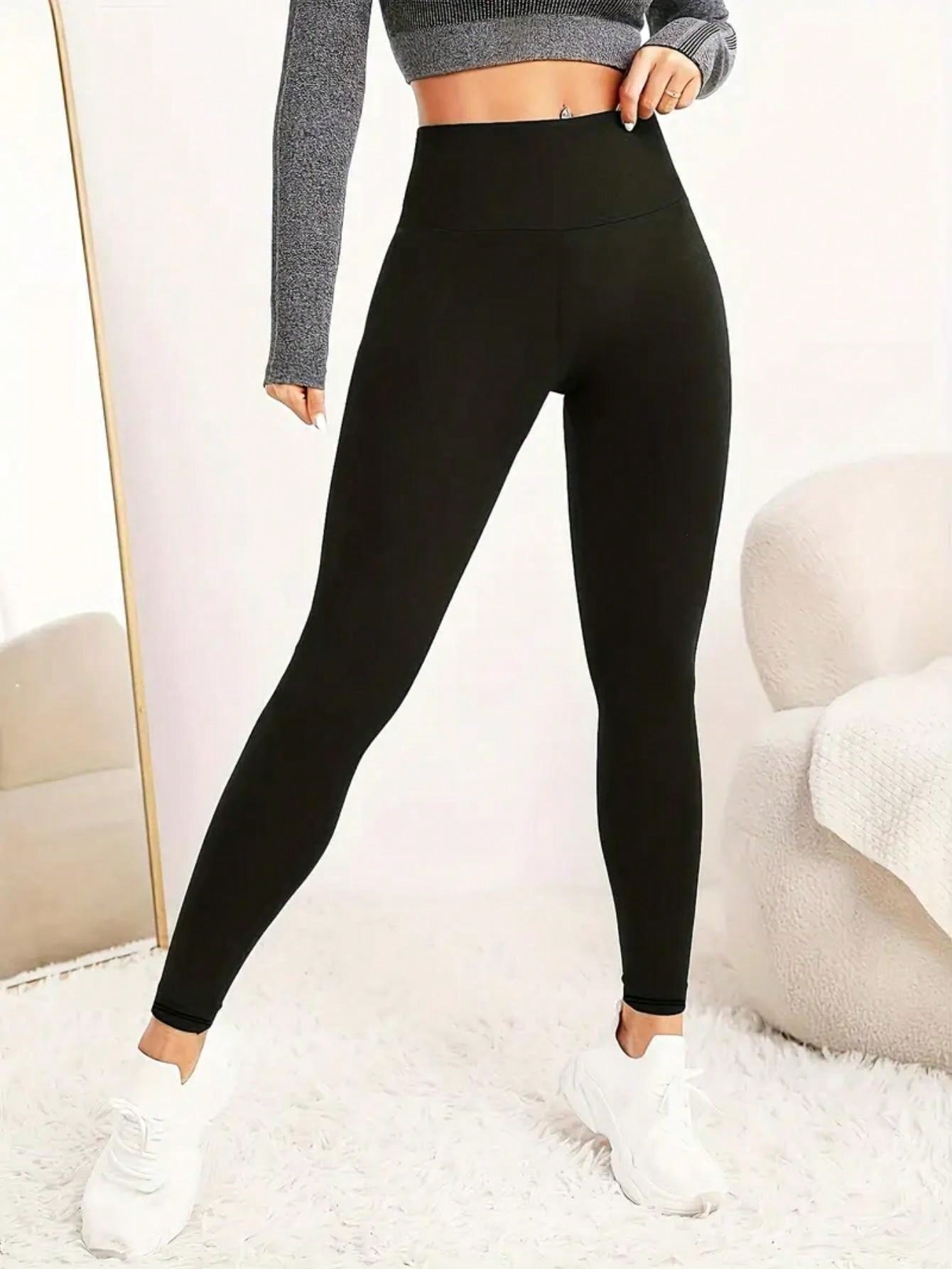 Solid Tummy Control Sports Leggings - Beautygiftsonline 