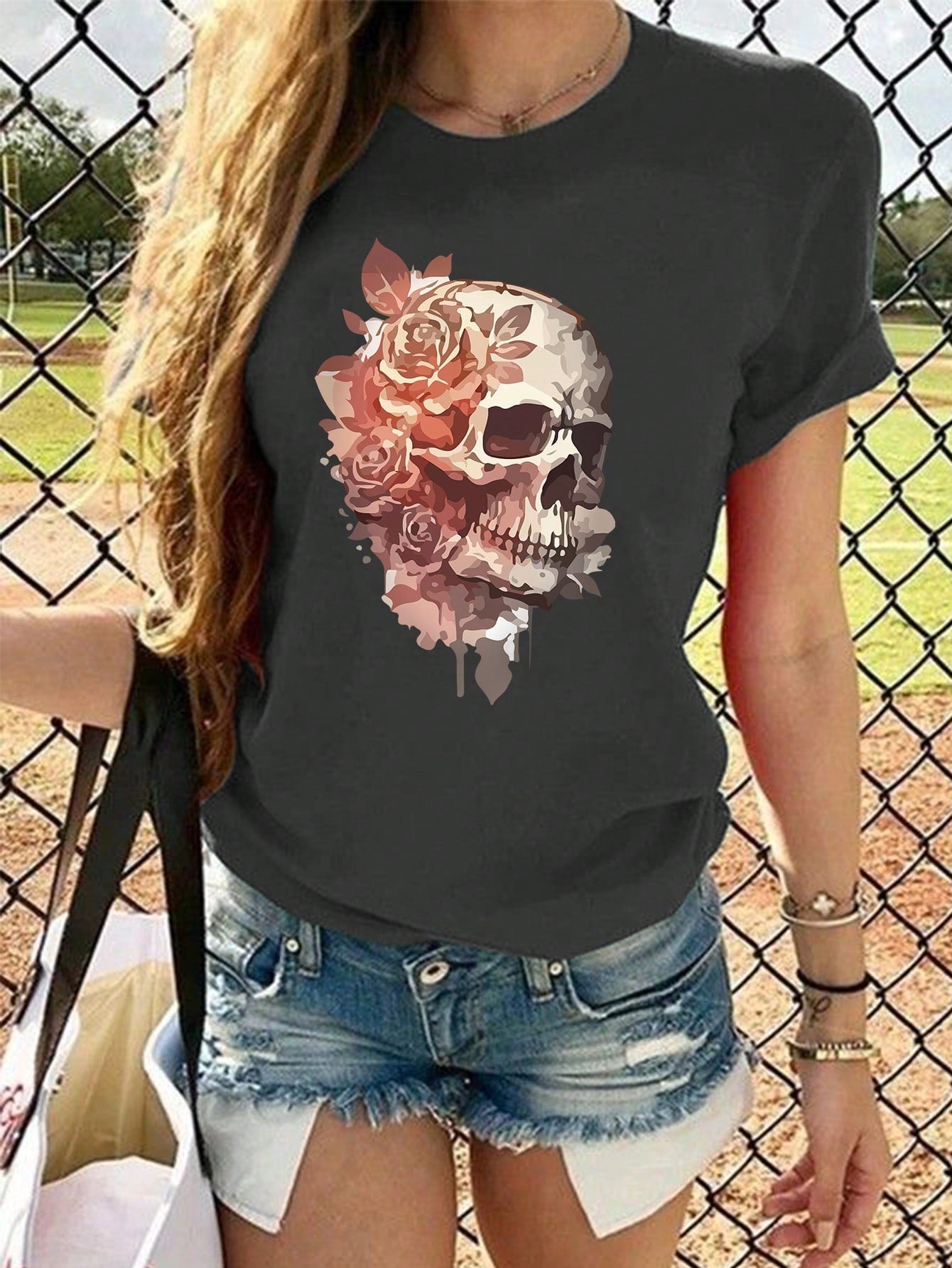 Unity Skull & Floral Printed T-shirt - Beautygiftsonline 