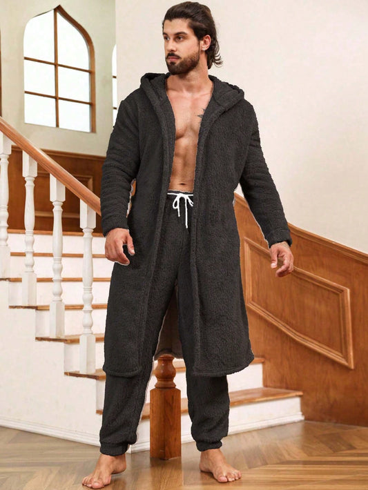 Men's Fuzzy Hooded Casual Homewear Set - Beautygiftsonline 