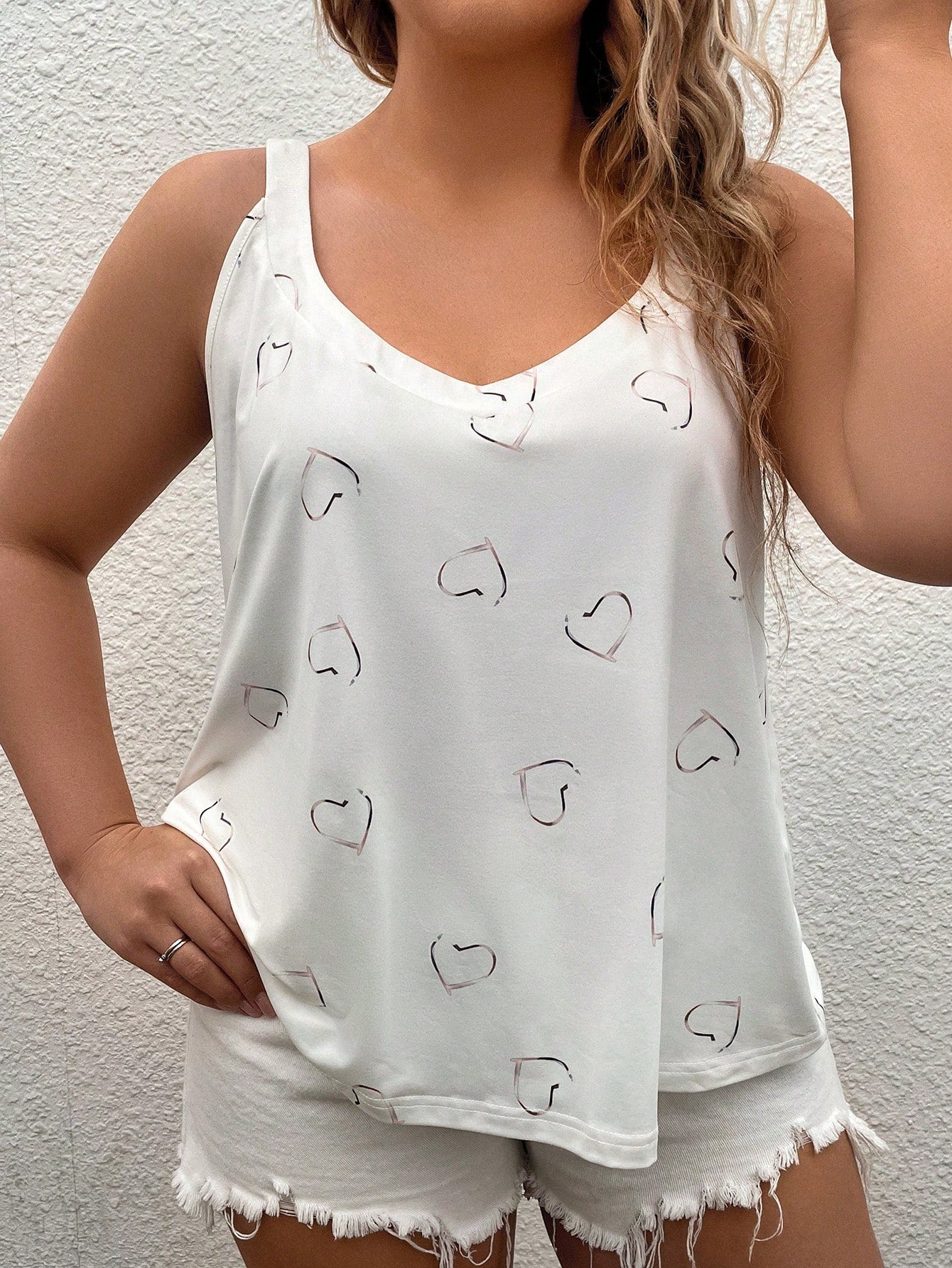 Women's Plus Size Heart Print Camisole - Beautygiftsonline 