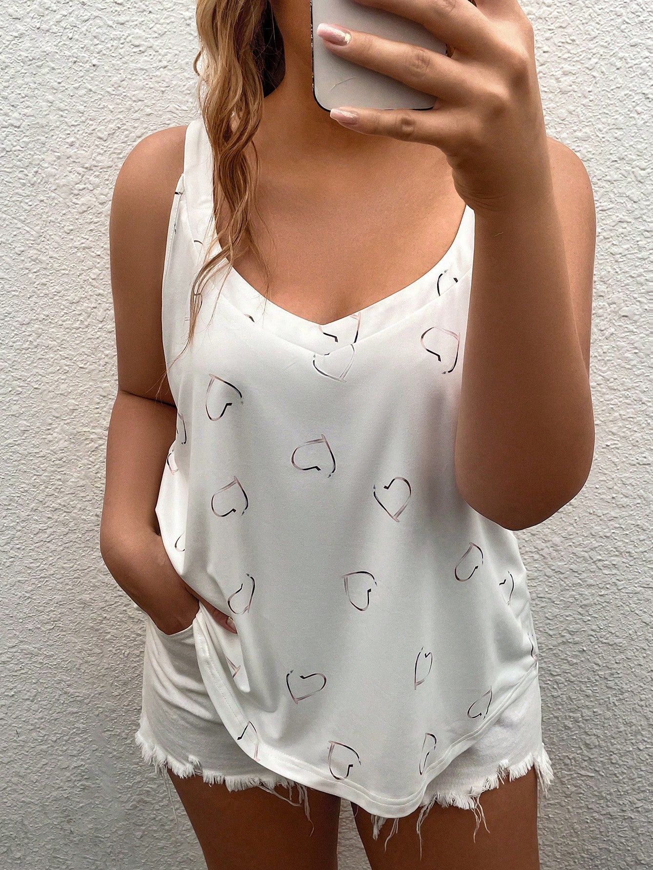 Women's Plus Size Heart Print Camisole - Beautygiftsonline 