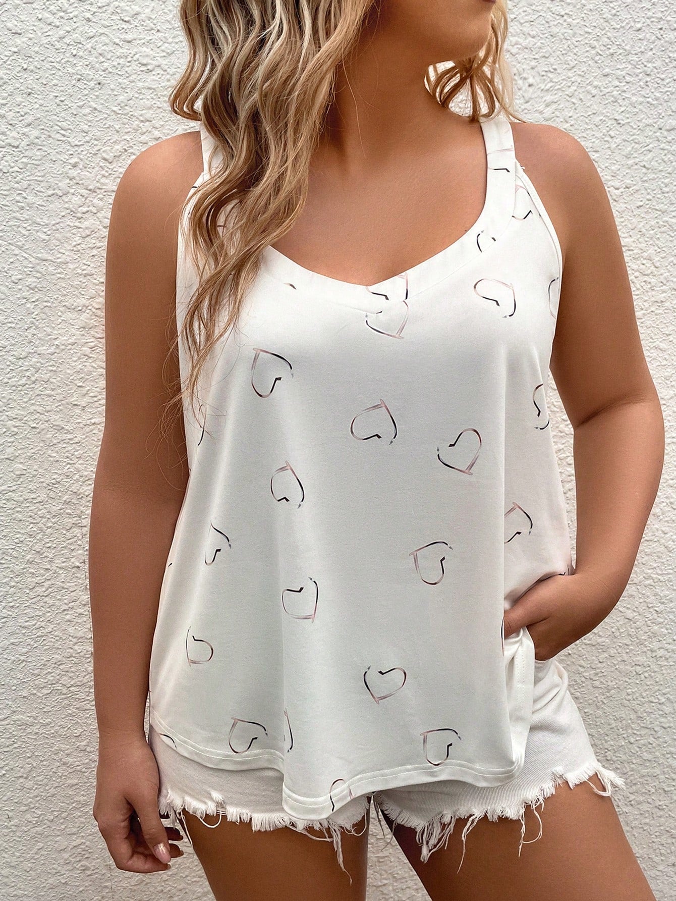 Women's Plus Size Heart Print Camisole - Beautygiftsonline 