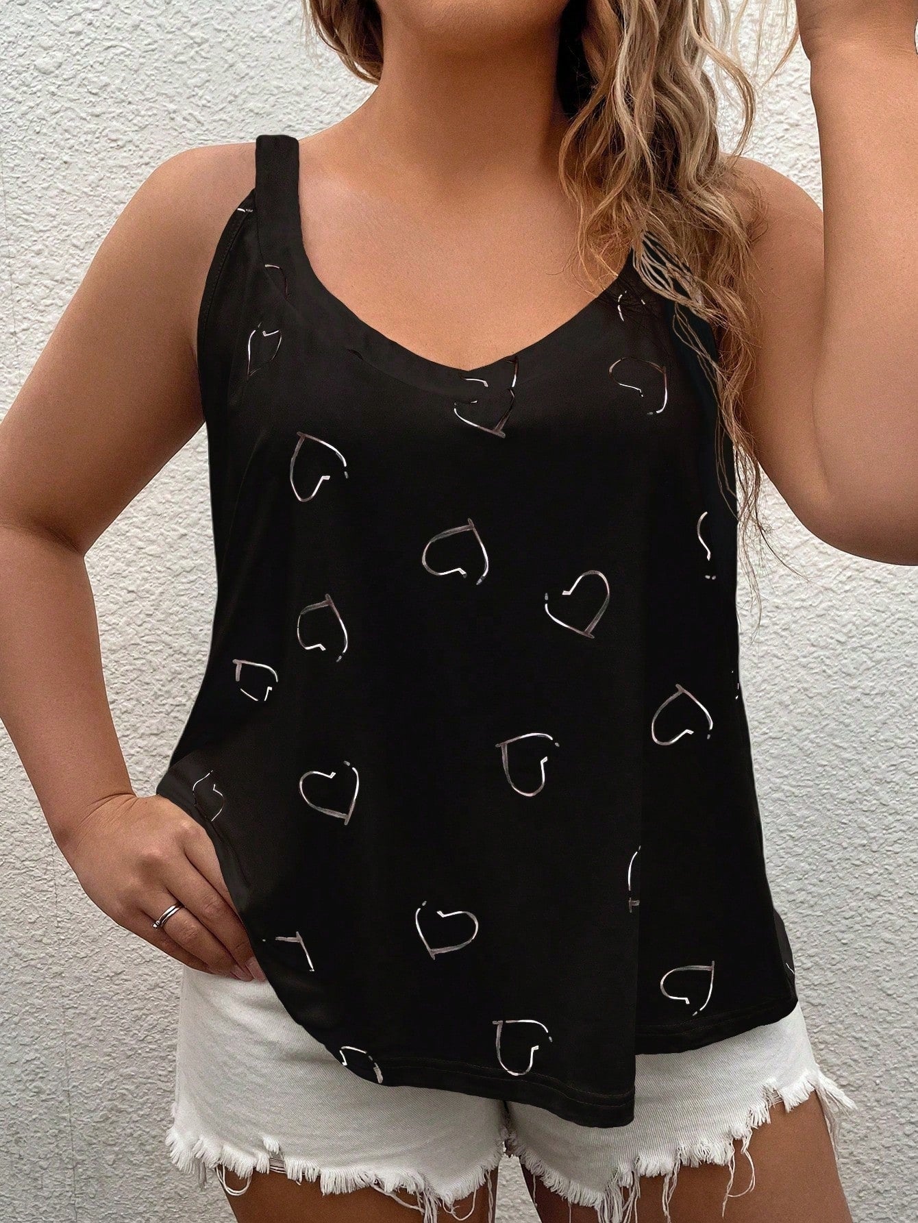 Women's Plus Size Heart Print Camisole - Beautygiftsonline 