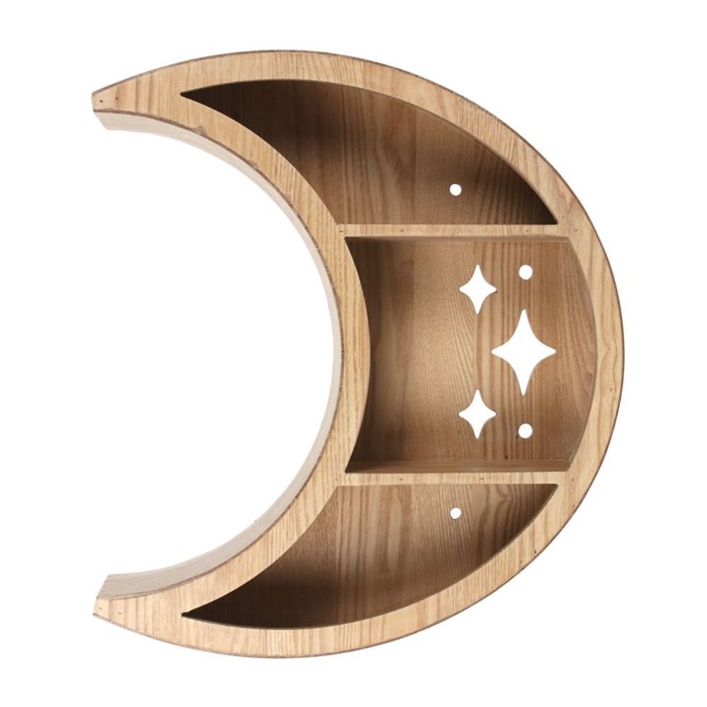 Wooden Crescent Moon Wall Shelf - Beautygiftsonline 