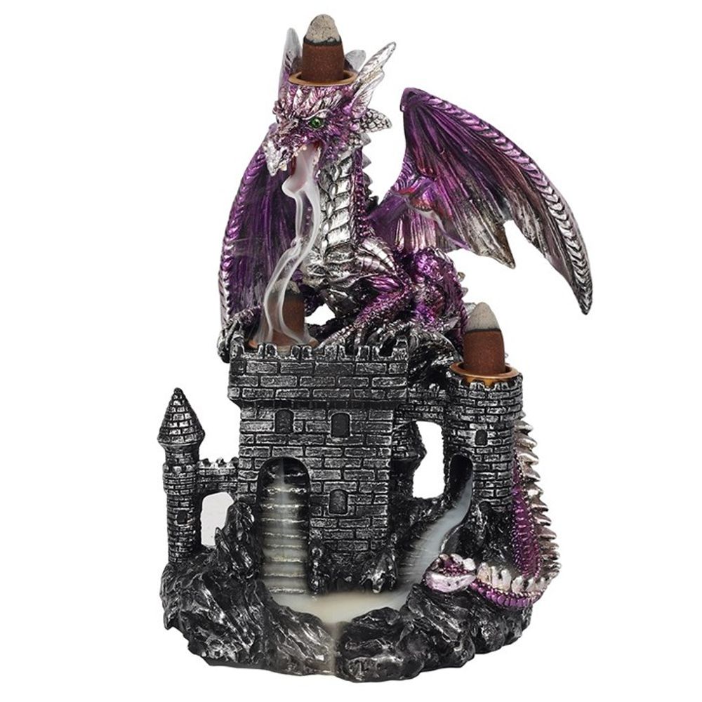 Purple Dragon on Castle Backflow Incense Burner - Beautygiftsonline 