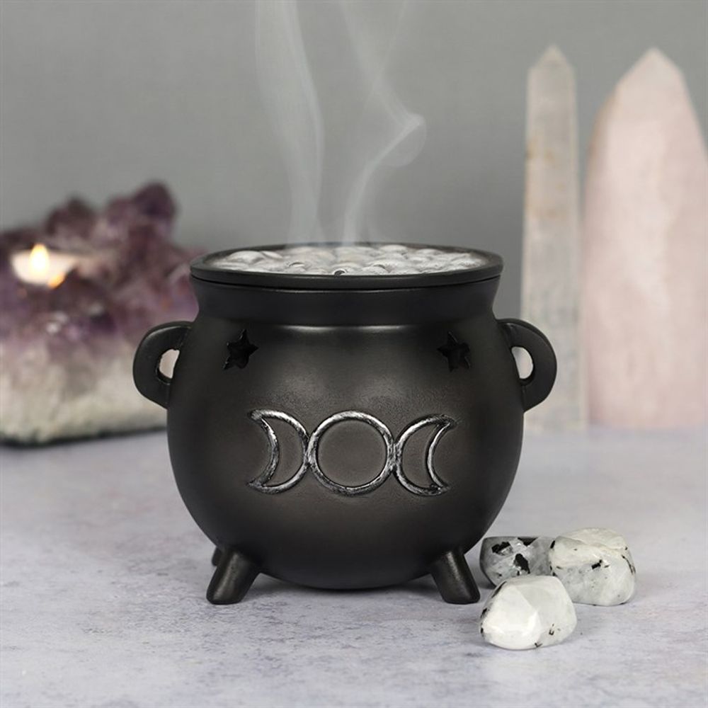 Triple Moon Cauldron Incense Cone Holder - Beautygiftsonline 