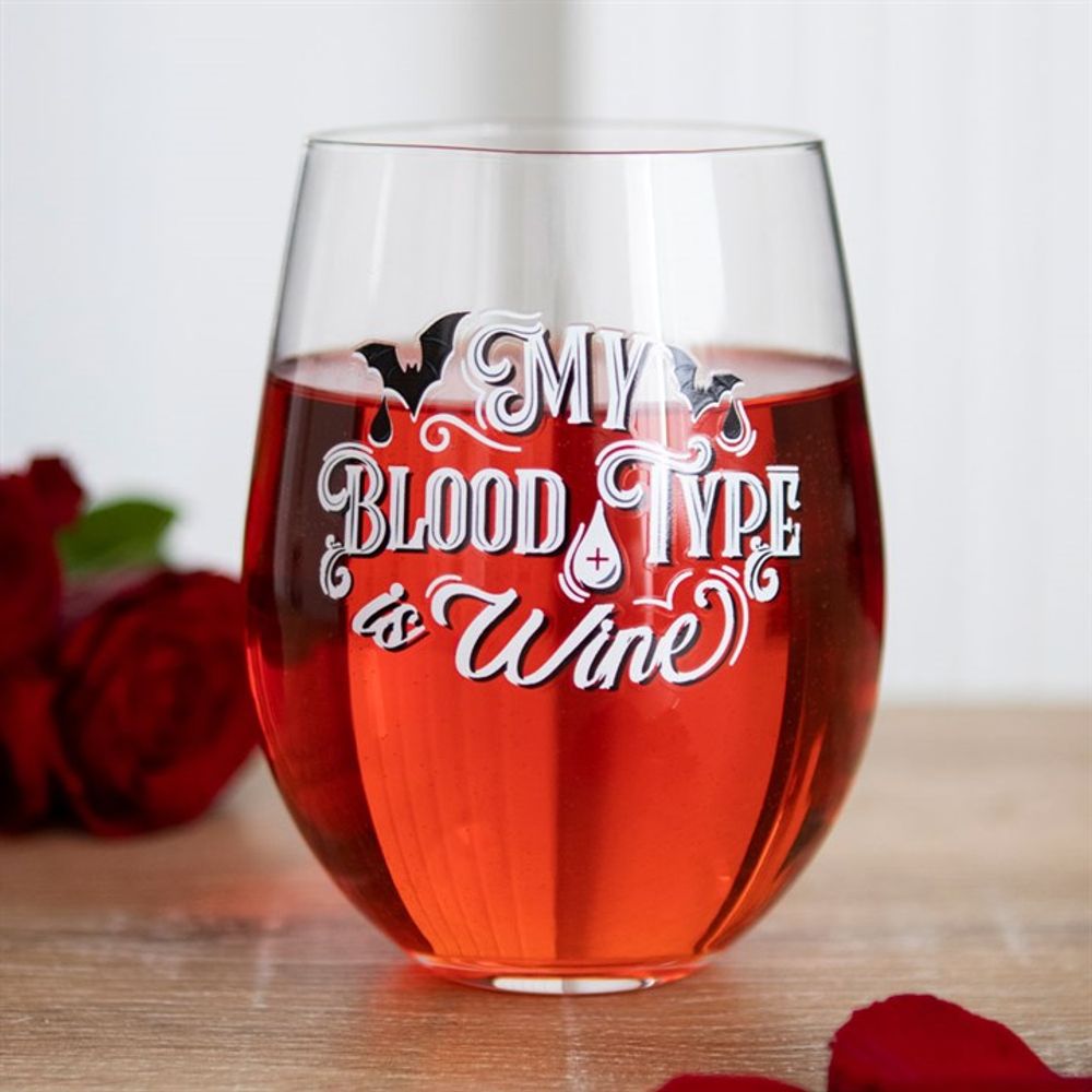 My Blood Type is Wine Stemless Wine Glass - Beautygiftsonline 