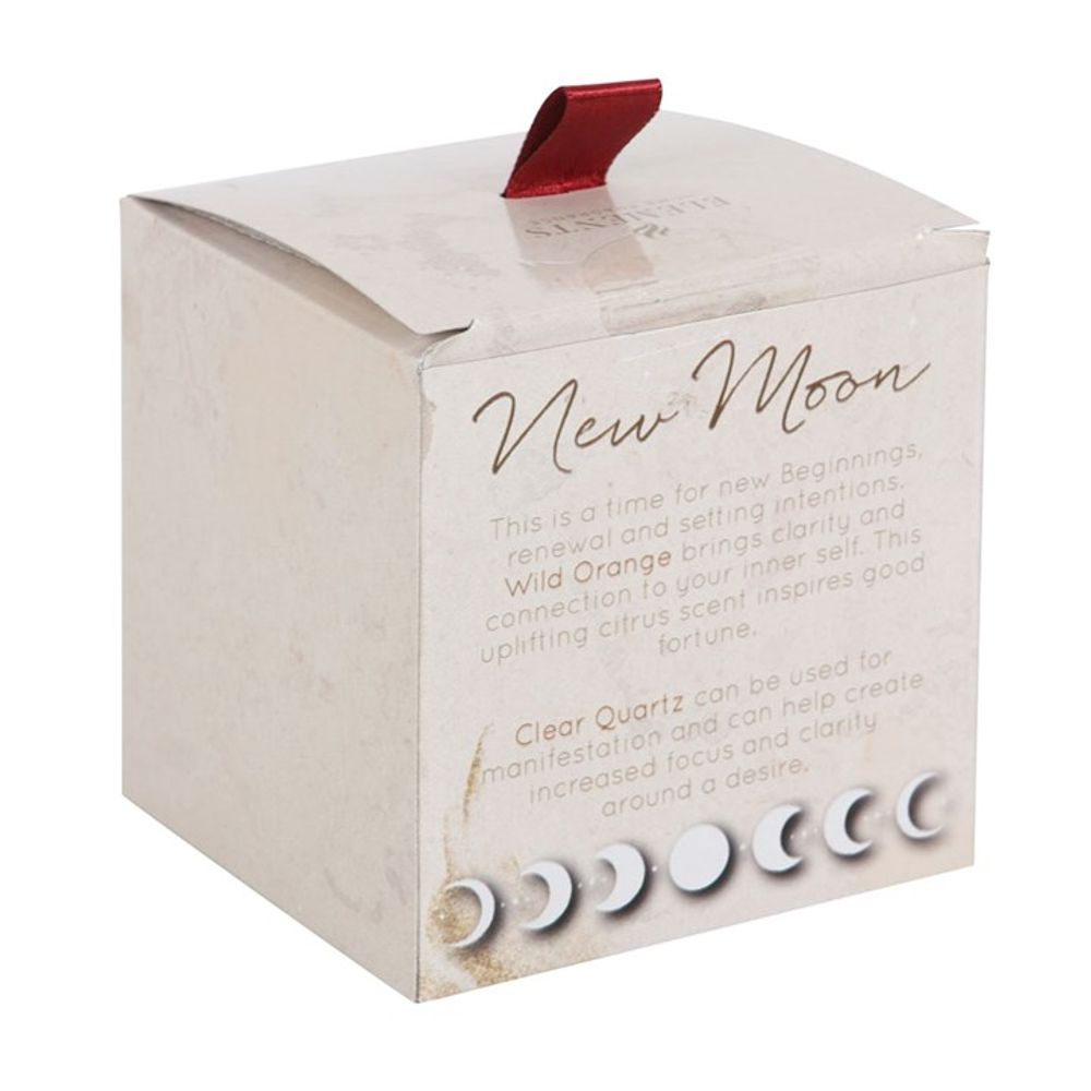 New Moon Wild Orange Manifestation Candle with Clear Quartz - Beautygiftsonline 