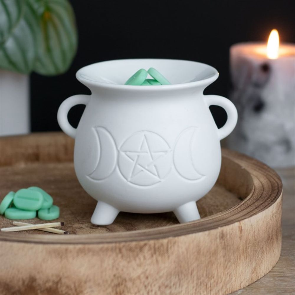 White Triple Moon Cauldron Oil Burner - Beautygiftsonline 