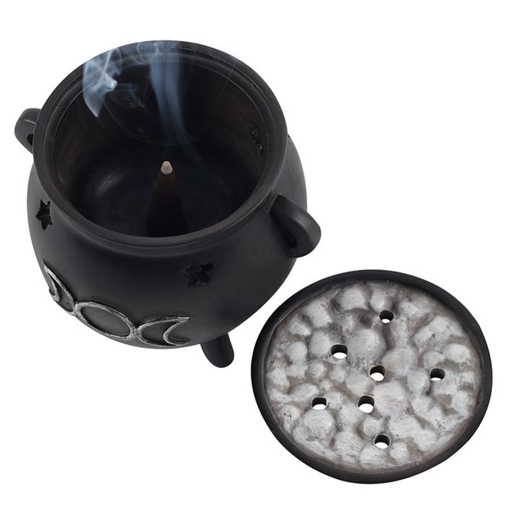 Triple Moon Cauldron Incense Cone Holder - Beautygiftsonline 