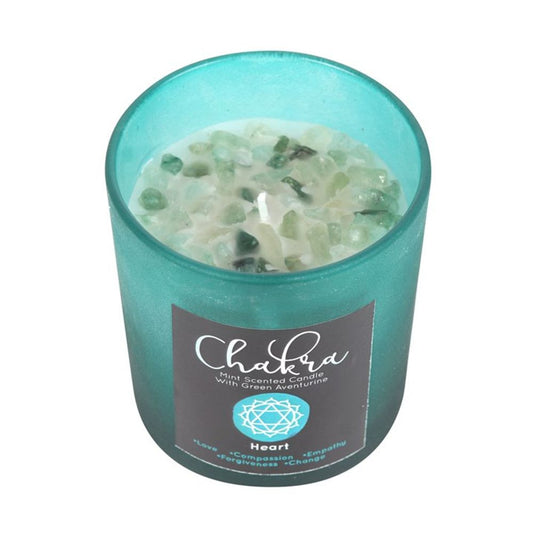 Heart Chakra Mint Crystal Chip Candle - Beautygiftsonline 