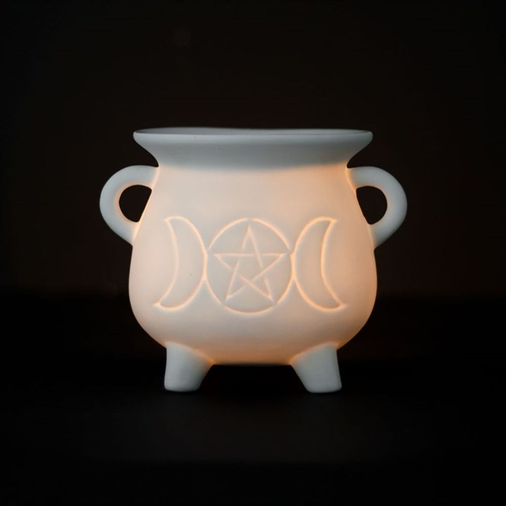 White Triple Moon Cauldron Oil Burner - Beautygiftsonline 