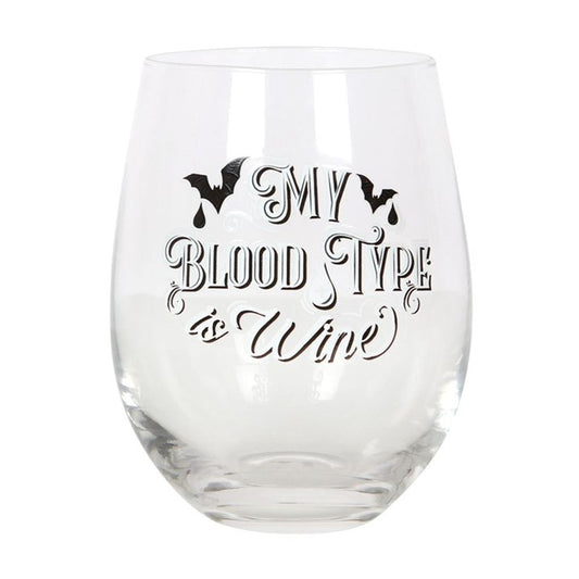 My Blood Type is Wine Stemless Wine Glass - Beautygiftsonline 