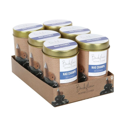 6 Tins of  Elements Nag Champa Jumbo Backflow Cones - Beautygiftsonline 