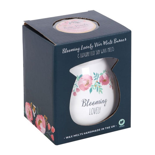 Large Blooming Lovely Wax Melt Burner Gift Set - Beautygiftsonline 