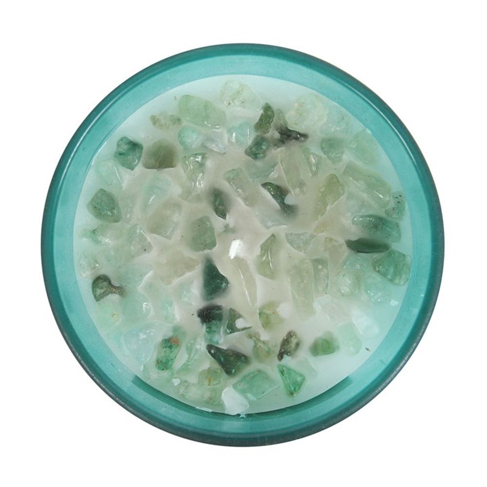 Heart Chakra Mint Crystal Chip Candle - Beautygiftsonline 