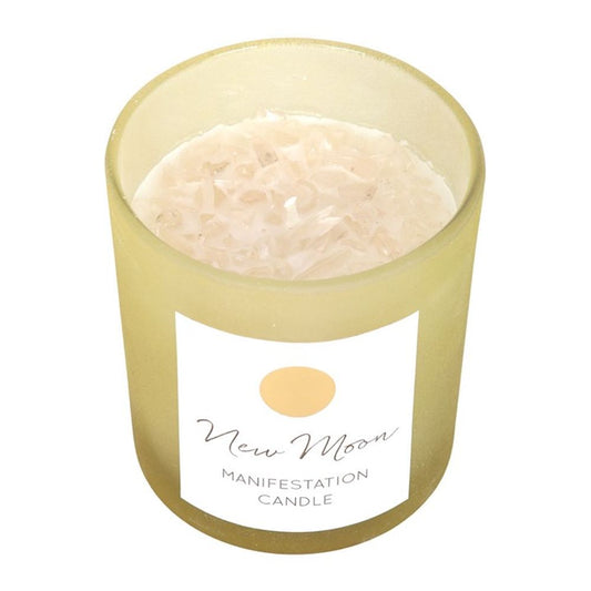 New Moon Wild Orange Manifestation Candle with Clear Quartz - Beautygiftsonline 