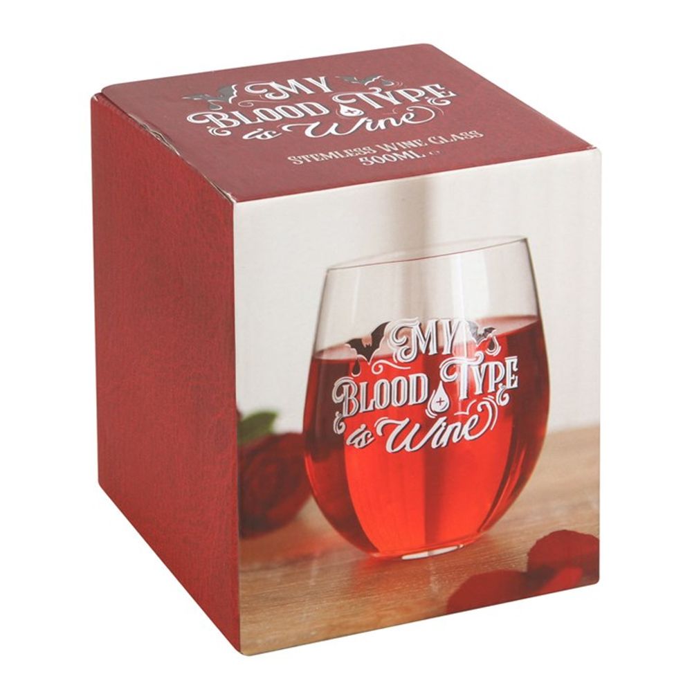 My Blood Type is Wine Stemless Wine Glass - Beautygiftsonline 